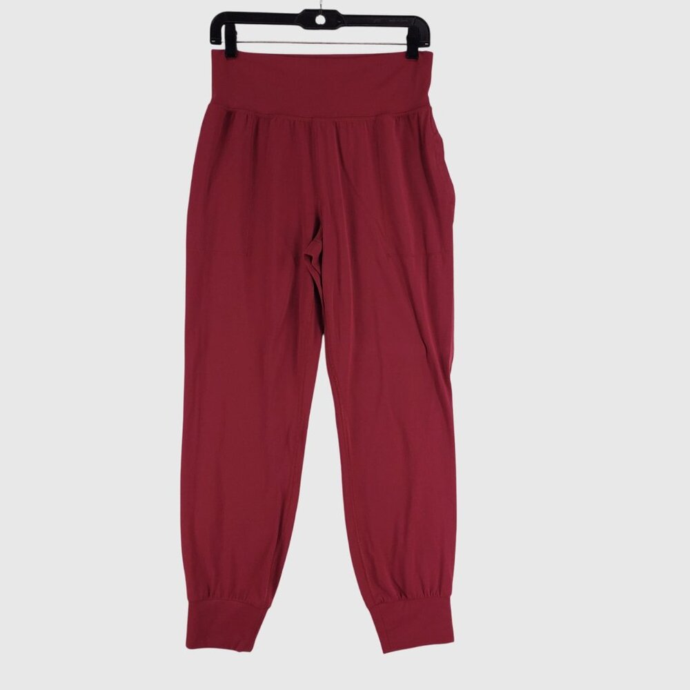 Athleta High-Waisted Red Jogger Pants Moisture-Wicking Stretch Womens M